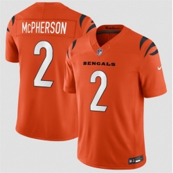 Men Cincinnati Bengals  2 Evan McPherson Orange 2026 F U S E  Vapor Untouchable Limited Stitched Football Jersey