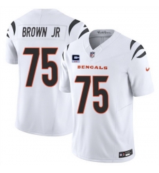 Men Cincinnati Bengals 75 Orlando Brown Jr White 2025 F U S E  With 2 Star C Patch Vapor Untouchable Limited Stitched Football Jersey Men Cincinnati Bengals 75 Orlando Brown Jr White 2025 F U S E  With 2 Star C Patch Vapor Untouchable Limited Stitched Football Jersey