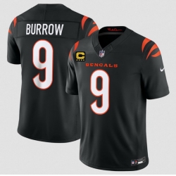 Men Cincinnati Bengals  9 Joe Burrow Black 2026 F U S E  4 Star C Patch Vapor Untouchable Limited Stitched Football Jersey