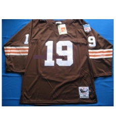 Cleveland Browns 19 Bernie Kosar Brown Long Sleeve Throwback NFL Jersey