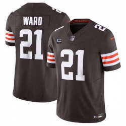 Men Cleveland Browns 21 Denzel Ward Brown 2024 F U S E  With 1 Star C Patch Vapor Untouchable Limited Stitched Jersey