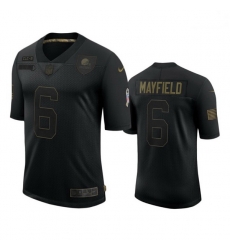 Men Cleveland Browns 6 Baker Mayfield Black 2020 Black Salute To Service Jersey