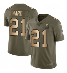 Mens Nike Cleveland Browns 21 Denzel Ward Limited Olive Gold 2017 Salute to Service NFL Jersey