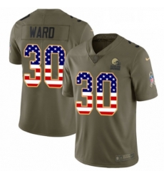 Mens Nike Cleveland Browns 30 Denzel Ward Limited OliveUSA Flag 2017 Salute to Service NFL Jersey