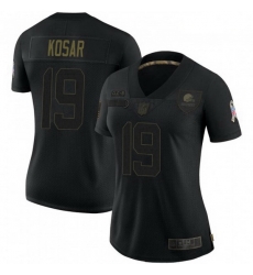 Women Cleveland Browns 19 Bernie Kosar Black 2020 Salute To Service Limited Jersey