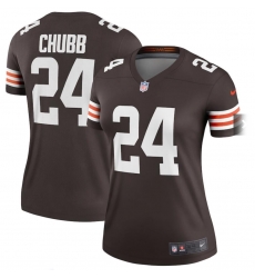 Women Cleveland Browns #24 Nick Chubb 2020 New Brown Stitched Jerseys