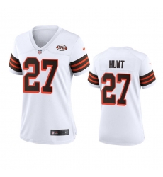 Women Cleveland Browns 27 Kareem Hunt Nike 1946 Collection Alternate Game Limited NFL Jersey   White