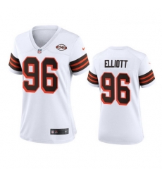 Women Cleveland Browns 96 Jordan Elliott Nike 1946 Collection Alternate Game Limited NFL Jersey   White