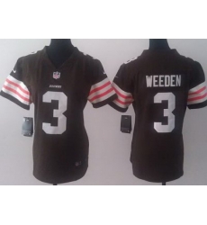 Women Nike Cleveland Browns 3 Brandon Weeden Brown NFL Jerseys