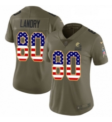 Womens Nike Cleveland Browns 80 Jarvis Landry Limited OliveUSA Flag 2017 Salute to Service NFL Jersey