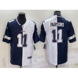 Men Dallas Cowboys 11 Micah Parsons Navy White Split Vapor Untouchable Limited Stitched Jersey