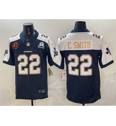 Men Dallas Cowboys 22 Emmitt Smith Navy F U S E With John Madden Patch 26 Established In 1960 Patch Thanksgiving Vapor Limited Stitched Football Jersey Men Dallas Cowboys 22 Emmitt Smith Navy F U S E With John Madden Patch 26 Established In 1960 Patch Thanksgiving Vapor Limited Stitched Football Jersey