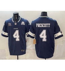 Men Dallas Cowboys 4 Dak Prescott Navy F U S E  With 5x Super Bowl Champions  26 Established In 1960 Patch Vapor Limited Stitched Football Jersey