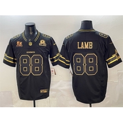 Men Dallas Cowboys 88 CeeDee Lamb Black Gold 2025 F U S E  With 5x Super Bowl Champions  26 Established In 1960 Patch Vapor Limited Stitched Football Jerse