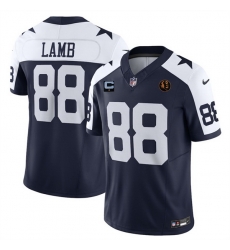 Men Dallas Cowboys 88 CeeDee Lamb Navy 2025 F U S E  With John Madden Patch And 1 Star C Patch Thanksgiving Vapor Limited Stitched Football Jersey