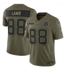 Men Dallas Cowboys 88 CeeDee Lamb Olive 2025 Salute to Service Limited Stitched Football Jersey