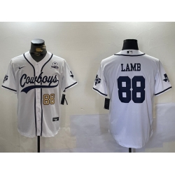 Men Dallas Cowboys 88 CeeDee Lamb White 2022 Olive Salute To Service Cool Base Stitched Baseball Jersey 2