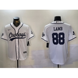 Men Dallas Cowboys 88 CeeDee Lamb White 2022 Olive Salute To Service Cool Base Stitched Baseball Jersey