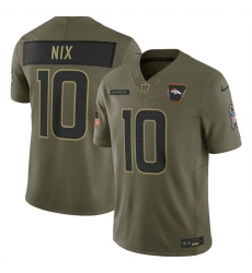 Men Denver Broncos 10 Bo Nix Olive 2025 Salute to Service Limited Stitched Football Jersey