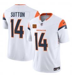Men Denver Broncos 14 Courtland Sutton White 2025 F U S E With 4 Star C Patch Vapor Limited Stitched Football Jersey Men Denver Broncos 14 Courtland Sutton White 2025 F U S E With 4 Star C Patch Vapor Limited Stitched Football Jersey