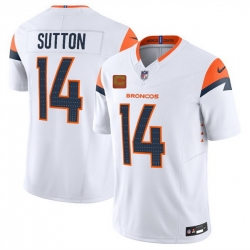 Men Denver Broncos 14 Courtland Sutton White 2025 F U S E  With 4 Star C Patch Vapor Limited Stitched Football Jersey