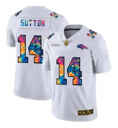 Men Denver Broncos 14 Courtland Sutton White Crucial Catch Limited Stitched Jerse