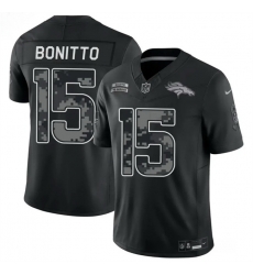 Men Denver Broncos  15 Nik Bonitto Black F U S E  2026 Salute to Service Limited Stitched Football Jersey