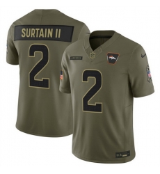 Men Denver Broncos 2 Pat Surtain II Olive 2025 F U S E Salute to Service Limited Stitched Football Jersey Men Denver Broncos 2 Pat Surtain II Olive 2025 F U S E Salute to Service Limited Stitched Football Jersey