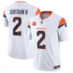 Men Denver Broncos 2 Pat Surtain II White 2024 F U S E  Wit 1 Star C Patch Vapor Limited Stitched Football Jersey