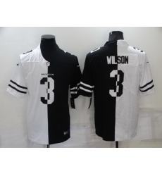 Men Denver Broncos 3 Russell Wilson White Black Split Stitched jersey