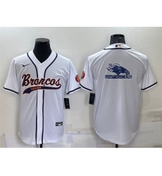 Men Denver Broncos White Team Big Logo With Patch Cool Base Stitched Baseb