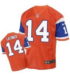 Nike Broncos #14 Cody Latimer Orange Throwback Mens Stitched NFL Elite Jersey