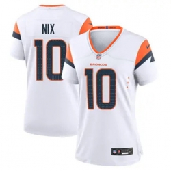 Women Denver Broncos 10 Bo Nix White F U S E Vapor Limited Stitched Football Jersey