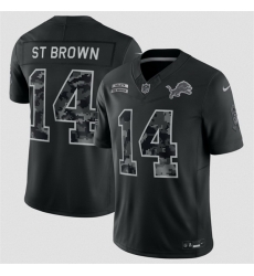Men Detroit Lions  14 Amon Ra St  Brown Black F U S E  2026 Salute to Service Limited Stitched Football Jersey
