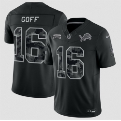 Men Detroit Lions  16 Jared Goff Black F U S E  2026 Salute to Service Limited Stitched Football Jersey