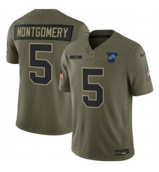 Men Detroit Lions 5 David Montgomery Olive 2025 F U S E  Salute to Service Limited Stitched Football Jersey