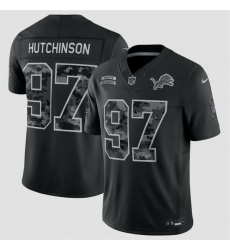 Men Detroit Lions  97 Aidan Hutchinson Black F U S E  2026 Salute to Service Limited Stitched Football Jersey