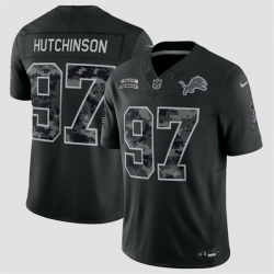 Men Detroit Lions  97 Aidan Hutchinson Black F U S E  2026 Salute to Service Limited Stitched Football Jersey