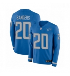 Youth Nike Detroit Lions 20 Barry Sanders Limited Blue Therma Long Sleeve NFL Jersey