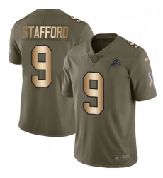 Youth Nike Detroit Lions 9 Matthew Stafford Limited OliveGold Salute to Service NFL Jersey