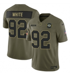 Men Green Bay Packers 92 Reggie White Olive 2025 F U S E  Salute to Service Limited Stitched Football Jersey
