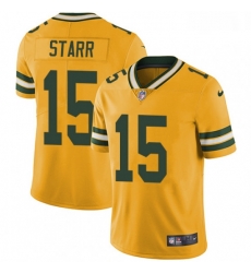 Men Nike Green Bay Packers 15 Bart Starr Limited Gold Rush Vapor Untouchable NFL Jersey