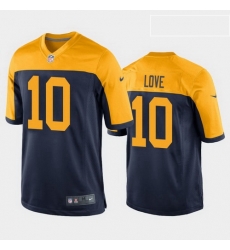 men jordan love green bay packers navy throwback game jersey 