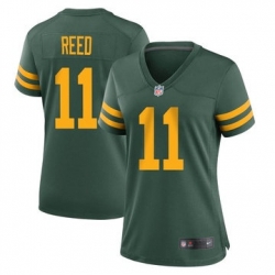 Women Green Bay Packers 11 Jayden Reed Green Throwback Vapor Untouchable Stitched Jersey