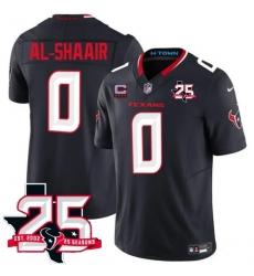 Men Houston Texans  0 Azeez Al Shaair Navy 2nd Alternate 2026 With 25th Anniversary Patch And 4 Star C Patch F U S E  Vapor Limited Stitched Football Jerse