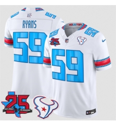 Men Houston Texans  59 Aiden Fisher White 2026 25th Anniversary Patch F U S E   HOUSTON US  Rivalries Collection Limited Stitched Football Jersey