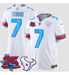 Men Houston Texans  7 C J  Stroud White 2026 25th Anniversary Patch F U S E   HOUSTON US  Rivalries Collection Limited Stitched Football Jersey