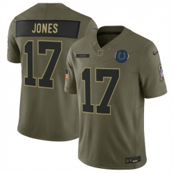 Men Indianapolis Colts 17 Daniel Jones Olive 2025 F U S E  Salute to Service Limited Stitched Football Jersey