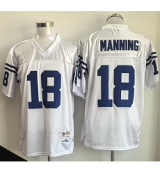 Men Indianapolis Colts 18 Peyton Manning White Throwback Stitched Football Jersey