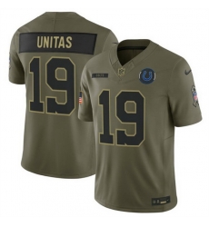 Men Indianapolis Colts 19 Johnny Unitas Olive 2025 F U S E Salute to Service Limited Stitched Football Jersey Men Indianapolis Colts 19 Johnny Unitas Olive 2025 F U S E Salute to Service Limited Stitched Football Jersey